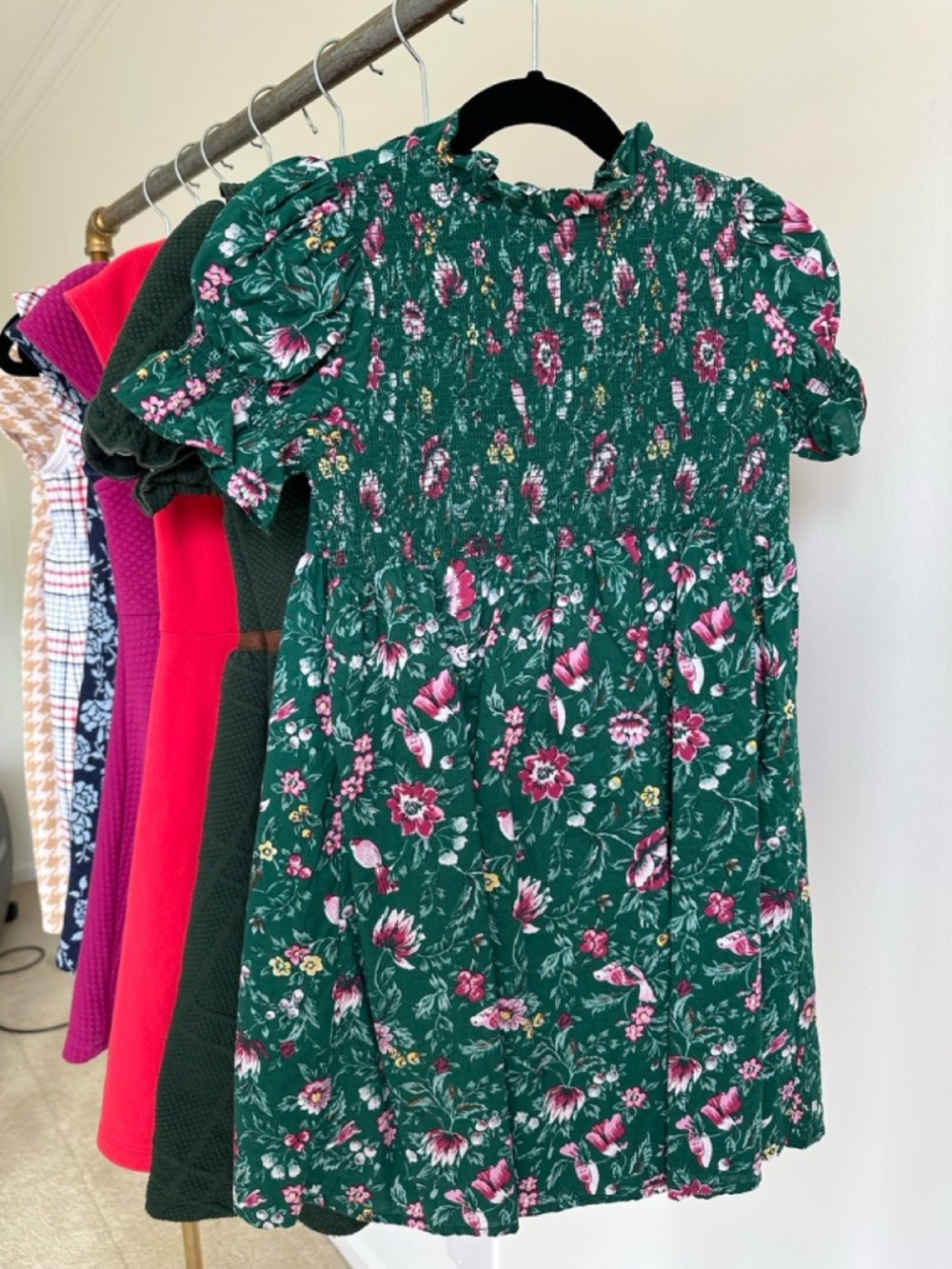 girls fall dress Janie and Jack floral green size 7